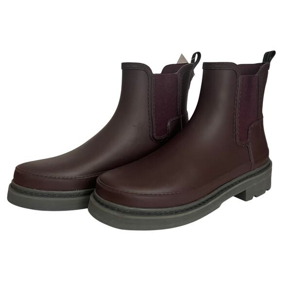 Hunter Refined Stitch Detail Chelsea Rain Boots in Chestnut Crust Size 11 - Picture 9 of 9